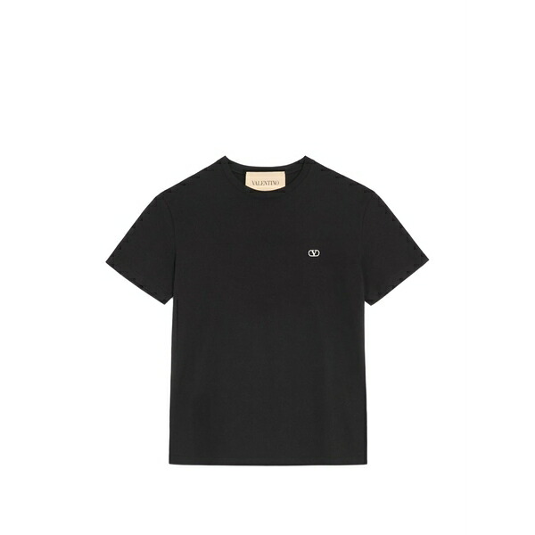 ヴァレンティノ ガラヴァーニ メンズ ティーシャツ トップス Cotton t-shirt with vlogo embroidery Black