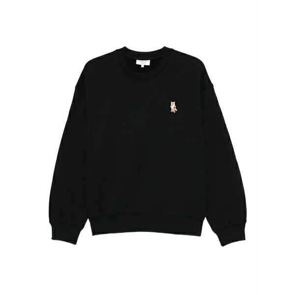メゾン キツネ メンズ パーカー・スウェットシャツ アウター Fox-embroidered cotton sweatshirt Black｜asty 66,800円