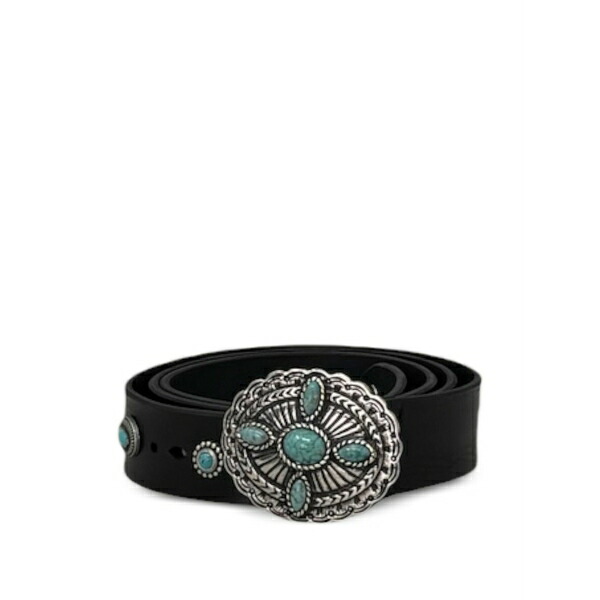 オルチアーニ レディース ベルト アクセサリー Turquoise-embellished leather belt Black｜asty