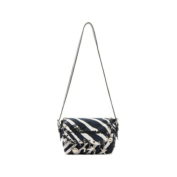 ブルマリン レディース ショルダーバッグ 御徒面子 Mini striped shoulder bag White