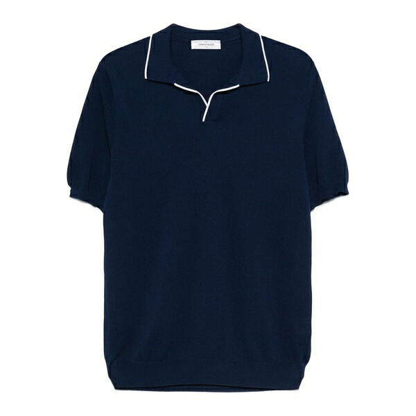 グランサッソ メンズ ティーシャツ トップス Short-sleeve polo-collar t-shirt Blue トップス-Tシャツ・カットソー-メンズファッション