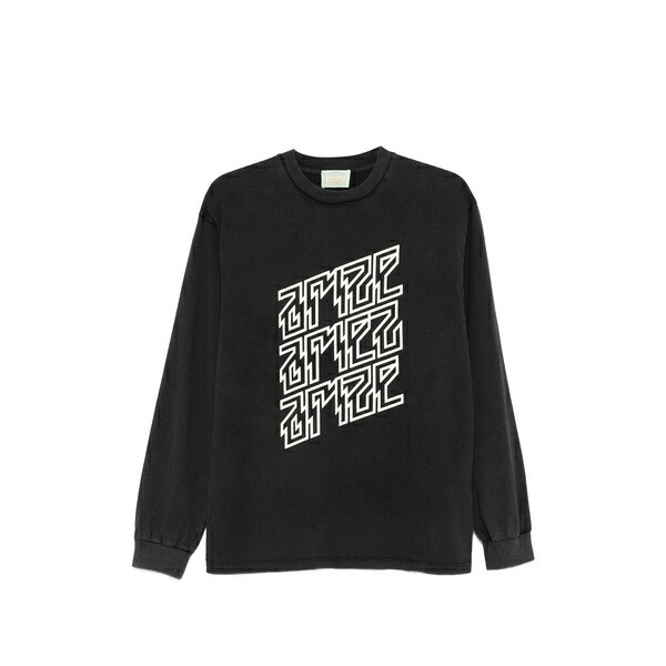 アリーズ メンズ Tシャツ トップス Ariez arize faded long-sleeve t-shirt Black|asty
