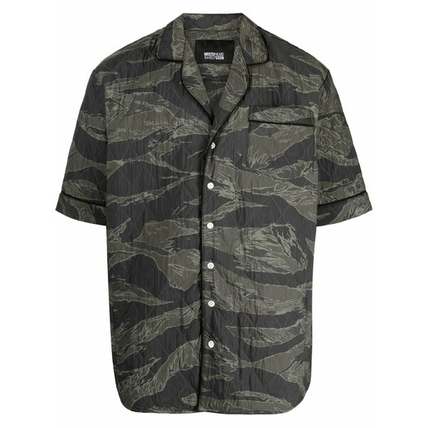 ミストリーハードレアリシーン メンズ シャツ トップス Quilted camouflage-print cotton shirt Green｜asty