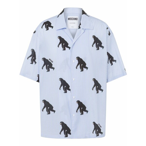 モスキーノ メンズ シャツ トップス Graphic-print shirt Blue|asty
