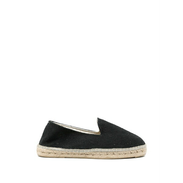 マネビ メンズ サンダル シューズ Coarse flat espadrilles Black