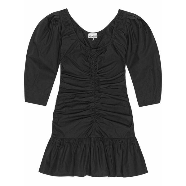 ガニー レディース ワンピース トップス Gathered u-neck minidress Black｜asty