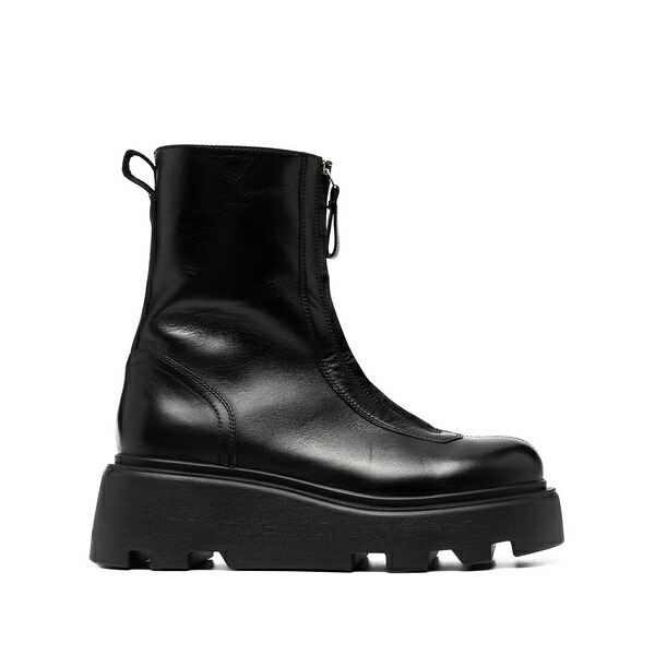 プレミアータ レディース ブーツ シューズ Zip-front chunky leather ankle boots Black|asty