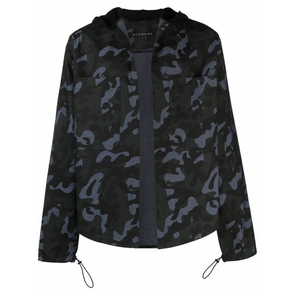 アルケミー メンズ シャツ トップス Camouflage-print hooded shirt Blue｜asty