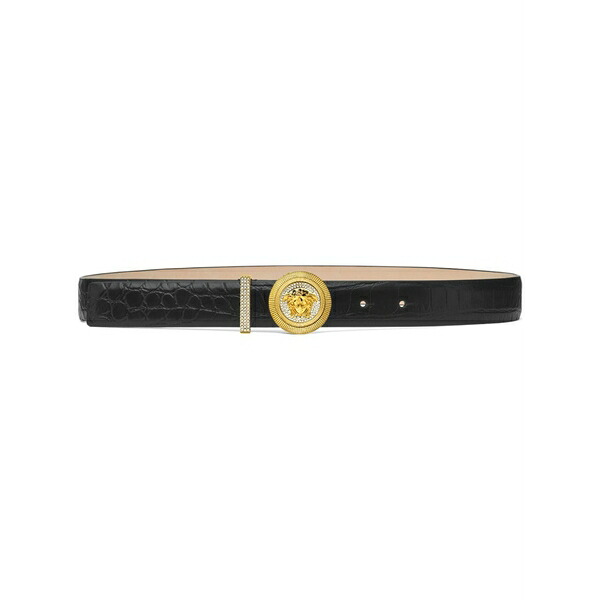 ヴェルサーチ レディース 三尺帯 付属物 Medusa biggie croc-effect belt Black