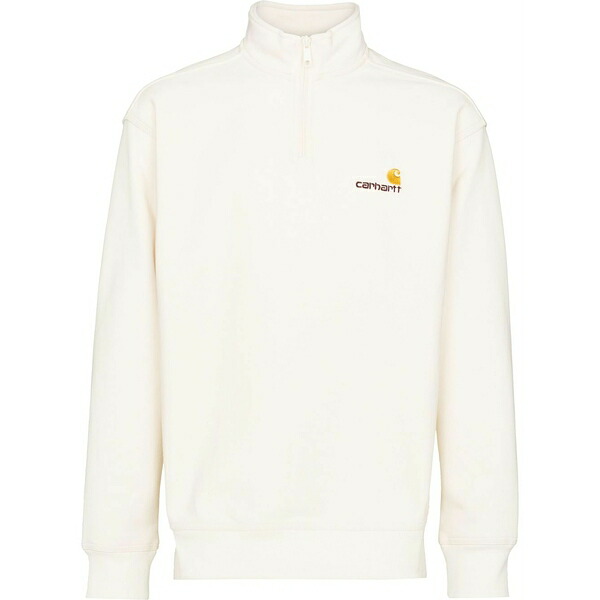 鉄道車両ハート型 メンズ パーカー・スウェットシャツ アウター Logo-embroidered half-zip sweatshirt White