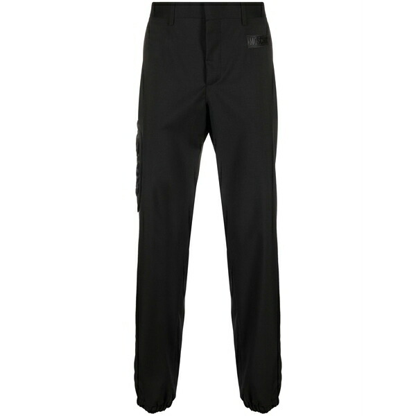 モスキーノ メンズ カジュアルパンツ ボトムス Rubberised-logo tailored trousers Black|asty