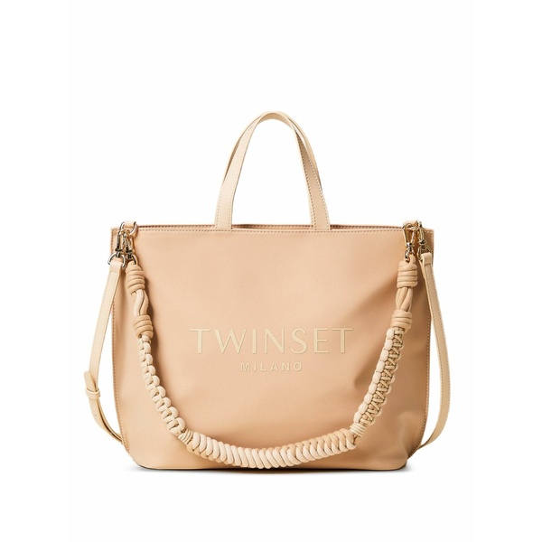 ツインセット レディース トートバッグ バッグ Logo lettering braided strap tote bag Neutrals|asty