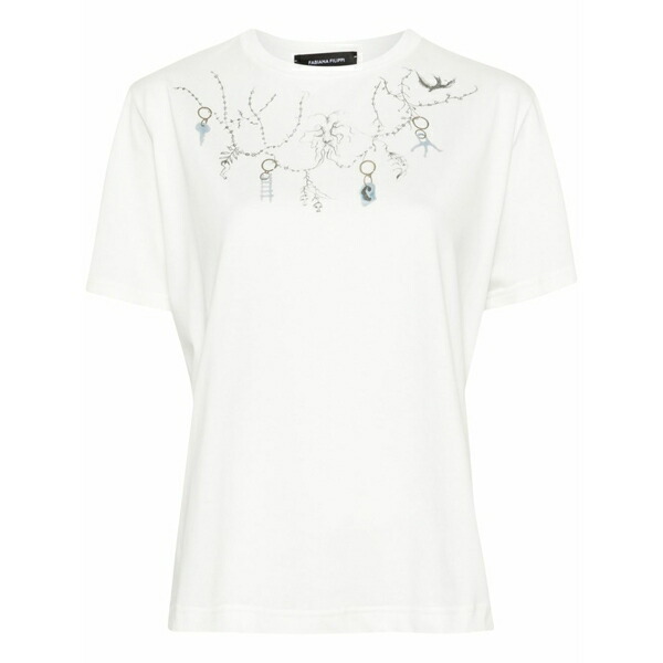 ファビアナ フィリッピ レディース Tシャツ トップス Fabula-print cotton t-shirt White|asty