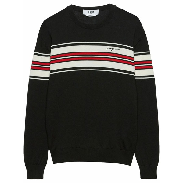 エムエスジイエム メンズ ニット&セーター アウター Chest stripe jumper Black|asty