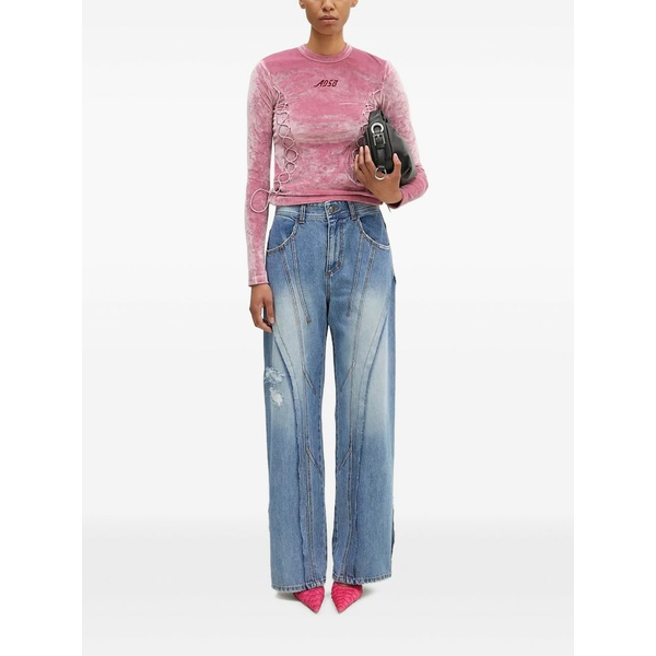 アンダーソン 呼びりん レディース プルオーバー トップス Lace-up velvet top Pink