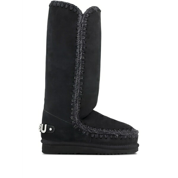 モウ レディース ブーツ シューズ Stitched boots Black|asty