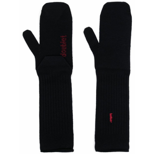 ダブレット メンズ グローブ 付属物 Logo-embroidered ribbed-knit gloves Blue メンズ手袋-バッグ・小物・ブランド雑貨