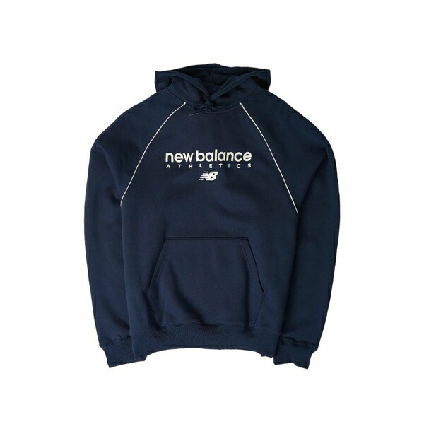 ニュー平衡にする メンズ パーカー・スウェットシャツ アウター Logo-print piped hoodie Blue