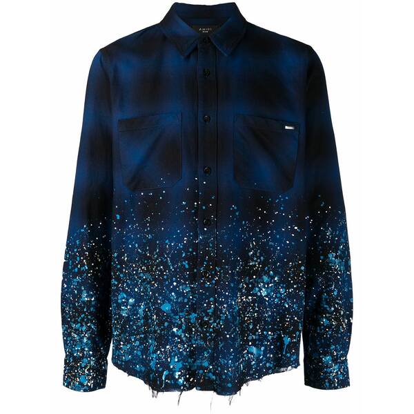 アミリ メンズ プルオーバー トップス Crystal painter flannel casual button-down shirts \