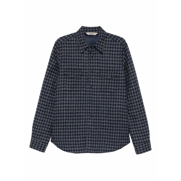 アスペジ メンズ 上衣＆上衣 アウター Doppia check-pattern overshirt Blue