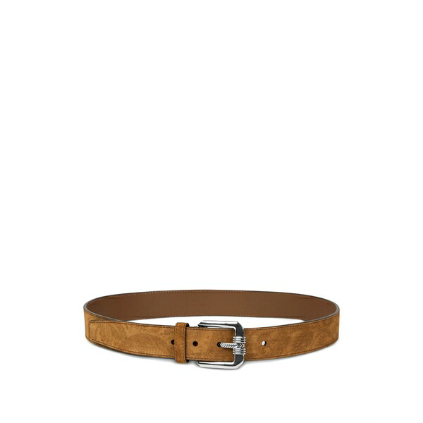 エトロ メンズ 三尺帯 添え物 Suede buckle belt Brown