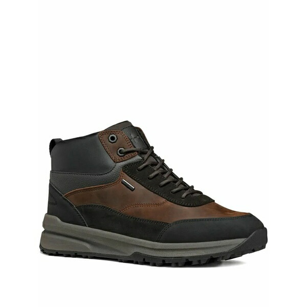 ジェオックス メンズ スニーカー シューズ Leather panelled lace-up high-top sneakers Brown