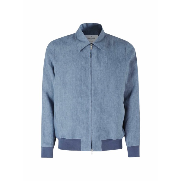 グランサッソ メンズ ジャケット＆ブルゾン アウター Zip-up ribbed-trim jacket Blue｜asty