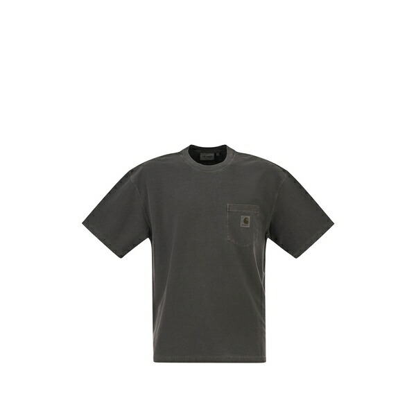 鉄道車両ハート形 メンズ ティーシャツ トップス Pocket-detail t-shirt Grey