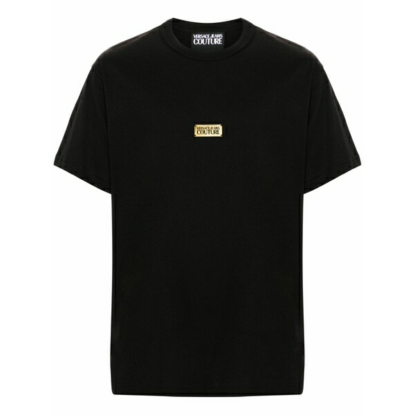 呼びりん探し回る メンズ ティーシャツ トップス Logo-plaque cotton t-shirt Black