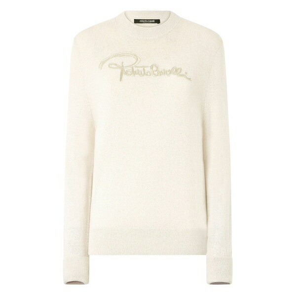 ロベルトカヴァリ レディース 編み物\u0026スウェーター アウター Logo-embroidered sweater Neutrals