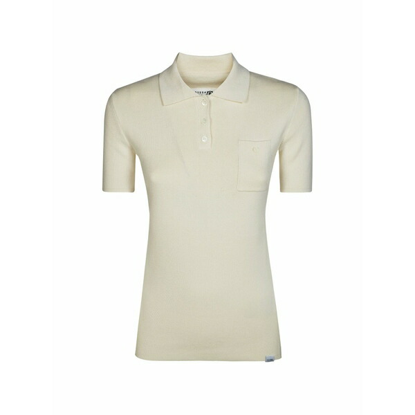 マルタンマルジェラ レディース スポーツシャツ トップス Ribbed-knit pocket polo shirt White