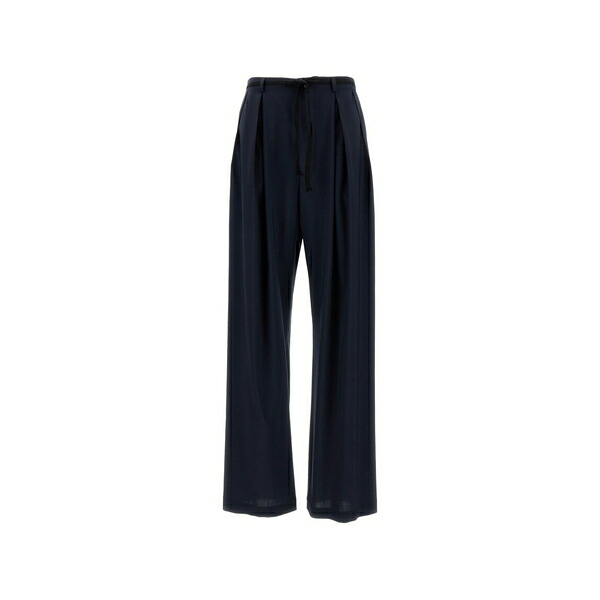 バレナ レディース 心地好いズボン下 ボトムス Pleated wide-leg trousers Blue