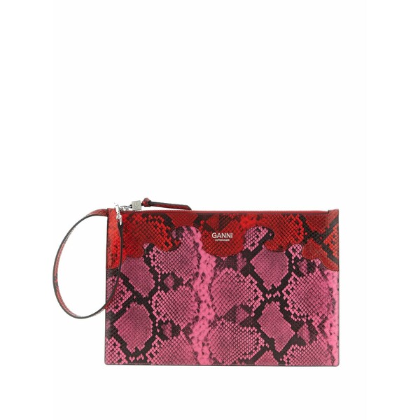 ガニー レディース クラッチバッグ バッグ Fairy embossed snake-print clutch bag Pink|asty