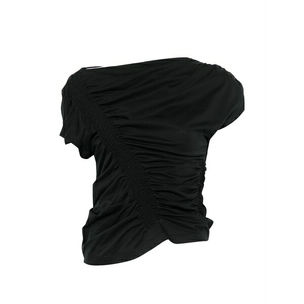 ジュン・ジー レディース ティーシャツ トップス Ruched boat-neck top Black
