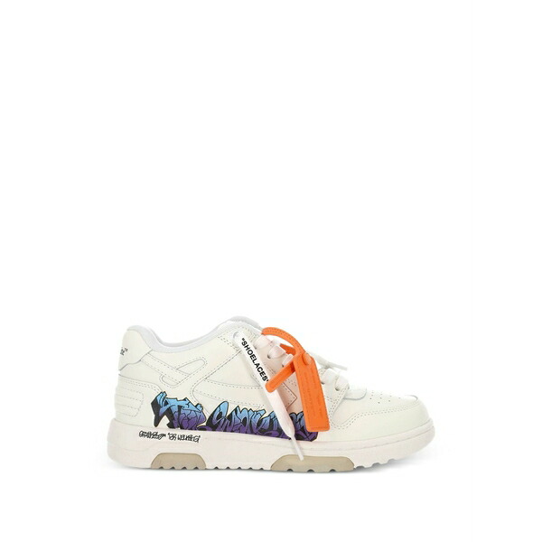 象牙色 レディース スニーカー シューズ Graffiti leather sneakers  White