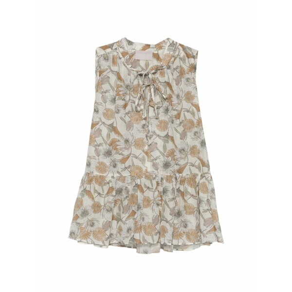 エミスフィール レディース プルオーバー トップス Floral-print  tie-neck top Neutrals