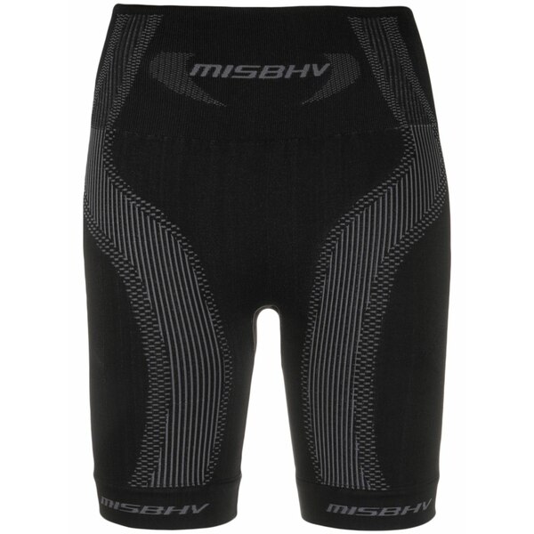 ミスビヘイブ レディース 心地よいズボン下 ボトムス Logo intarsia-knit cycling shorts Black