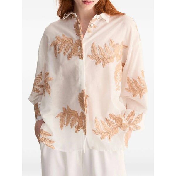 ビアンカランシア レディース プルオーバー トップス Embroidered semi-sheer shirt White