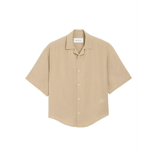 意中の女 メンズ プルオーバー トップス Embroidered short-sleeve shirt Neutrals