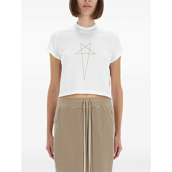 リックオウエンス レディース ティーシャツ トップス Star-print crop top White