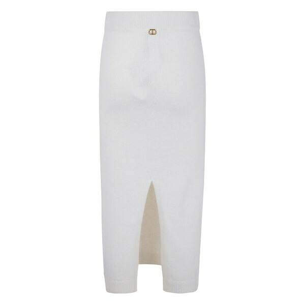 ツイン書き割り レディース スコート ボトムス Ribbed knit skirt White