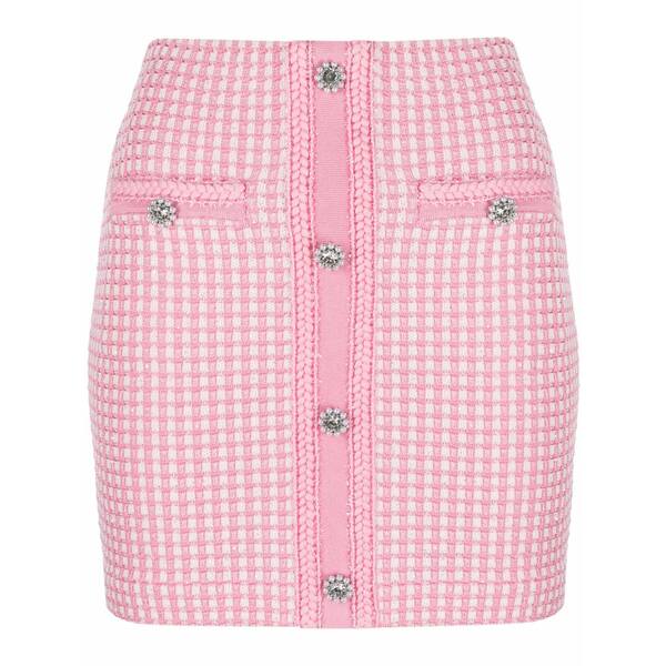 セルフ・ポートレイト レディース スコート ボトムス Embellished checked knitted miniskirt  Pink