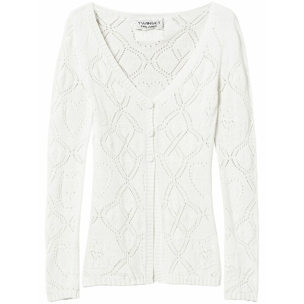 ツイン仕掛ける レディース ジレー アウター Pointelle-knit cardigan White