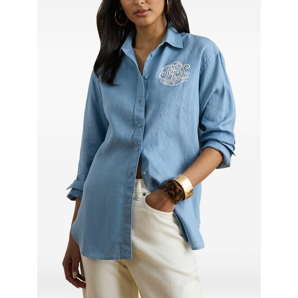 ラルフローレン レディース プルオーバー トップス Logo-embroidered shirt Blue