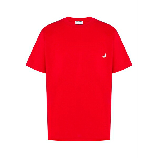 モスキーノ メンズ プルオーバー トップス Goose-embroidery cotton t-shirt Red