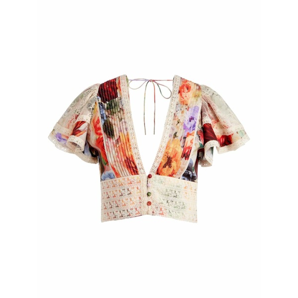 アリス アンド オリビア レディース ティーシャツ トップス Keeley floral-print blouse Neutrals