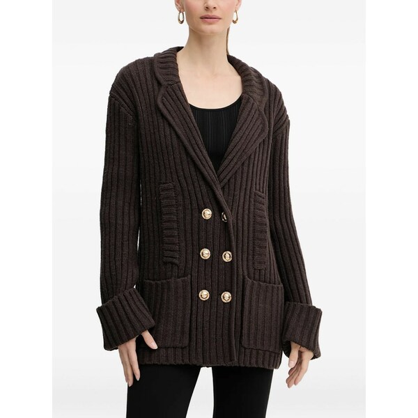 シルビアンヒーチ レディース ジレー アウター Ribbed double-breasted cardigan Brown