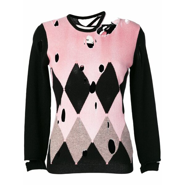 バランタイン レディース 編み物\u0026プルオーバー アウター Distressed diamond sweater  Multicolour