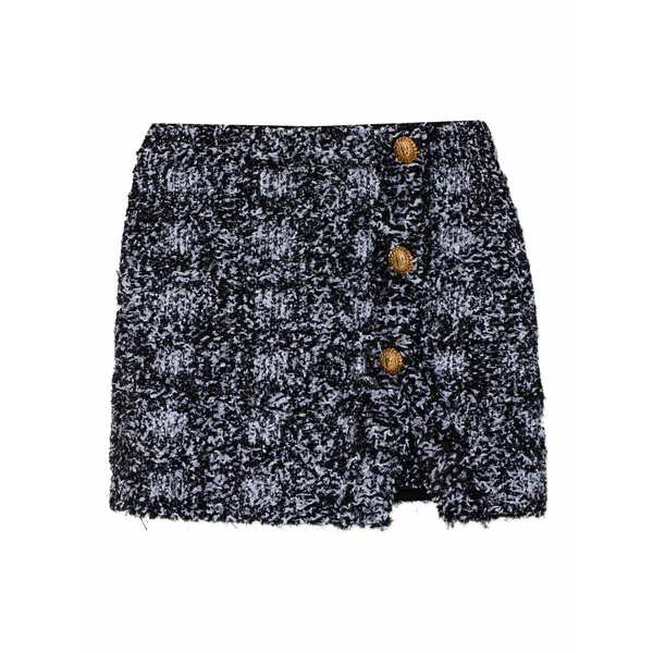 バルマン レディース スコート ボトムス Button frayed mini skirt Black