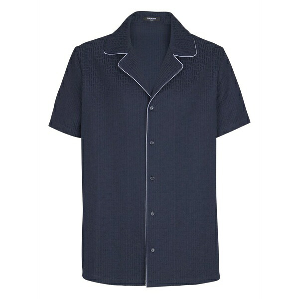 バルマン メンズ プルオーバー トップス 鉛-monogram short-sleeve shirt Blue